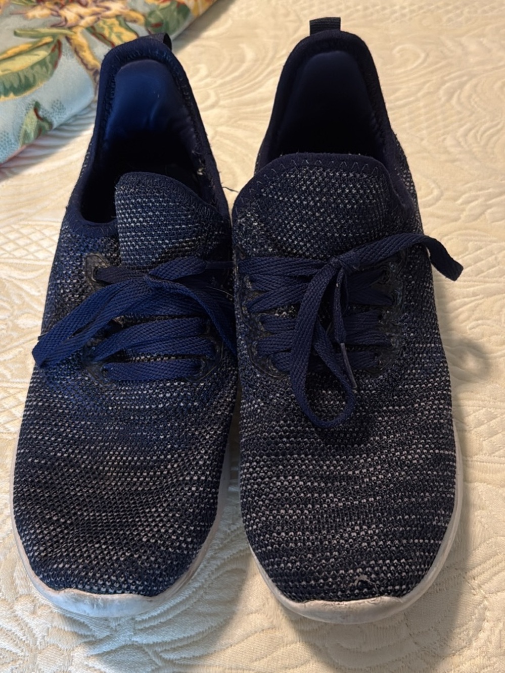 Athletic Works Men's Navy Knit Lace-Up Athletic Shoes